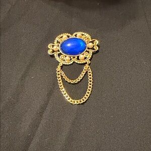 Elegant Blue and Gold Brooch